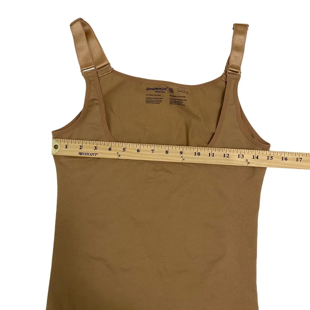 Shapermint Essentials Scoop Neck Bodysuit Tan Brown Shapewear 2XL 2TG Seamless